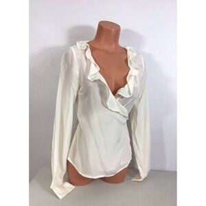 Line + Dot Ruffle Wrap Blouse Womens XS New